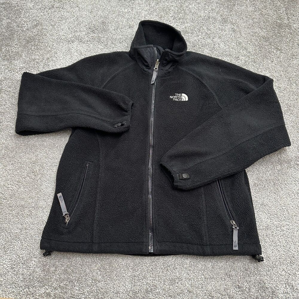 The North Face Polartec Fleece Jacket Womens Small Black Full Zip Pocket Outdoor